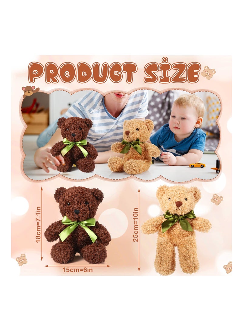 10 Inch Plush Bear Set of 6 Adroable Stuffed Bears with Bow Ties Suitable for Birthday Baby Shower Party Favors and Gifts - Image 2