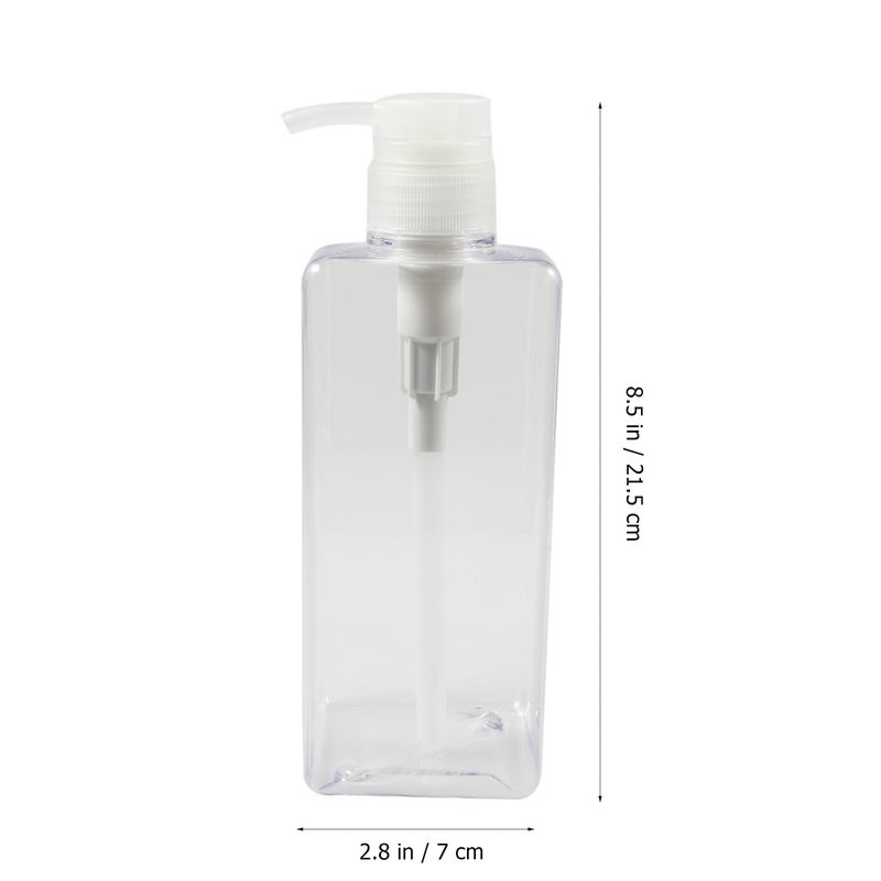 650ML Large Capacity Transparent Square Lotion Bottle Shampoo Shower Gel Bottle - Image 2