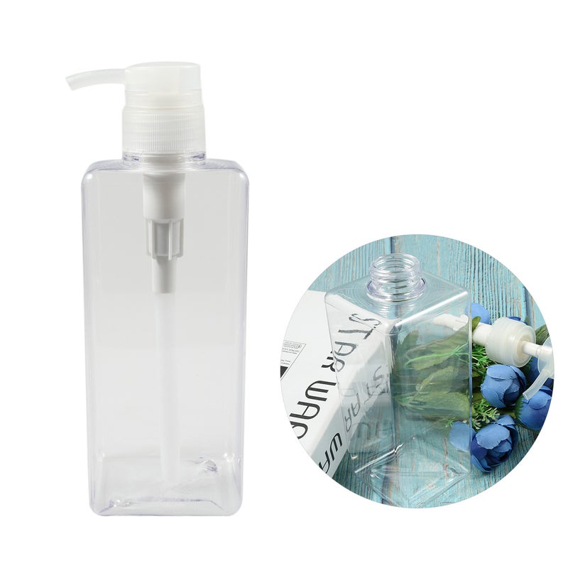 650ML Large Capacity Transparent Square Lotion Bottle Shampoo Shower Gel Bottle - Image 3