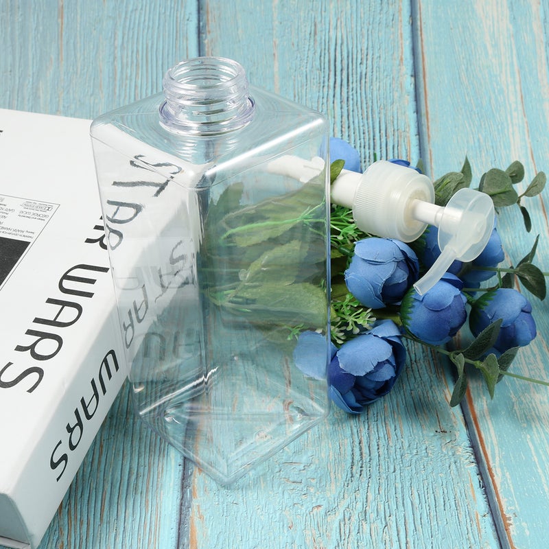 650ML Large Capacity Transparent Square Lotion Bottle Shampoo Shower Gel Bottle - Image 5