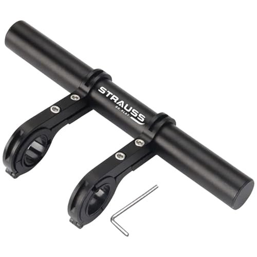STRAUSS Cycle Handle Bar Extender | Lightweight Durable Bicycle Handle Bar Extension Bracket | Ideal for Holding Motorcycle & E-Bike Lamp Speedometer, GPS Phone | Cycling Accessories, (Black) - Image 1