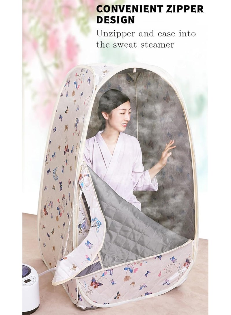 خيمة بخار ساونا محمولة مع مولد بخار سعة 2.6 لتر، صندوق ساونا شخصي منزلي كامل الحجم، غرفة بخار للاسترخاء المنزلي والمنتجعات الصحية بما في ذلك حقيبة حمل الكرسي 1200 وات (أزرق سميك وارتفاع) - Image 4