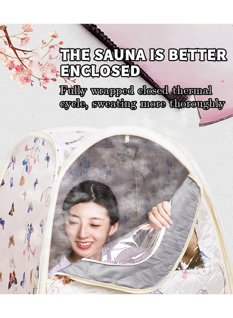 خيمة بخار ساونا محمولة مع مولد بخار سعة 2.6 لتر، صندوق ساونا شخصي منزلي كامل الحجم، غرفة بخار للاسترخاء المنزلي والمنتجعات الصحية بما في ذلك حقيبة حمل الكرسي 1200 وات (أزرق سميك وارتفاع) - Image 3