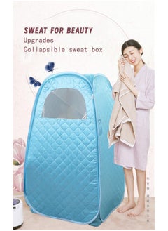 Generic Portable Sauna Steam Tent with 2.6L Steam Generator Full Size Home Personal Sauna Box Steam Room for Home Relaxation Spa Including Chair Carry Bag 1200W (Blue-Thickening and Height)  - Image 2
