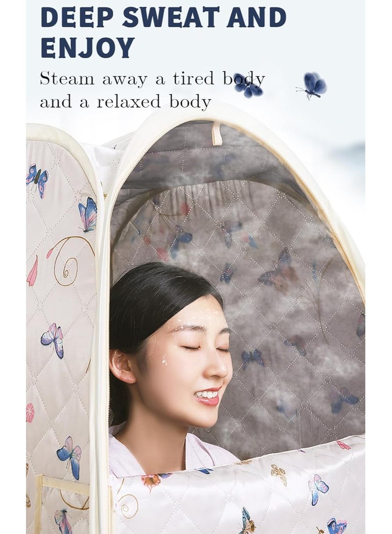 خيمة بخار ساونا محمولة مع مولد بخار سعة 2.6 لتر، صندوق ساونا شخصي منزلي كامل الحجم، غرفة بخار للاسترخاء المنزلي والمنتجعات الصحية بما في ذلك حقيبة حمل الكرسي 1200 وات (أزرق سميك وارتفاع) - Image 5