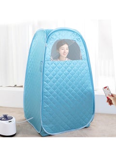 Generic Portable Sauna Steam Tent with 2.6L Steam Generator Full Size Home Personal Sauna Box Steam Room for Home Relaxation Spa Including Chair Carry Bag 1200W (Blue-Thickening and Height)  - Image 1