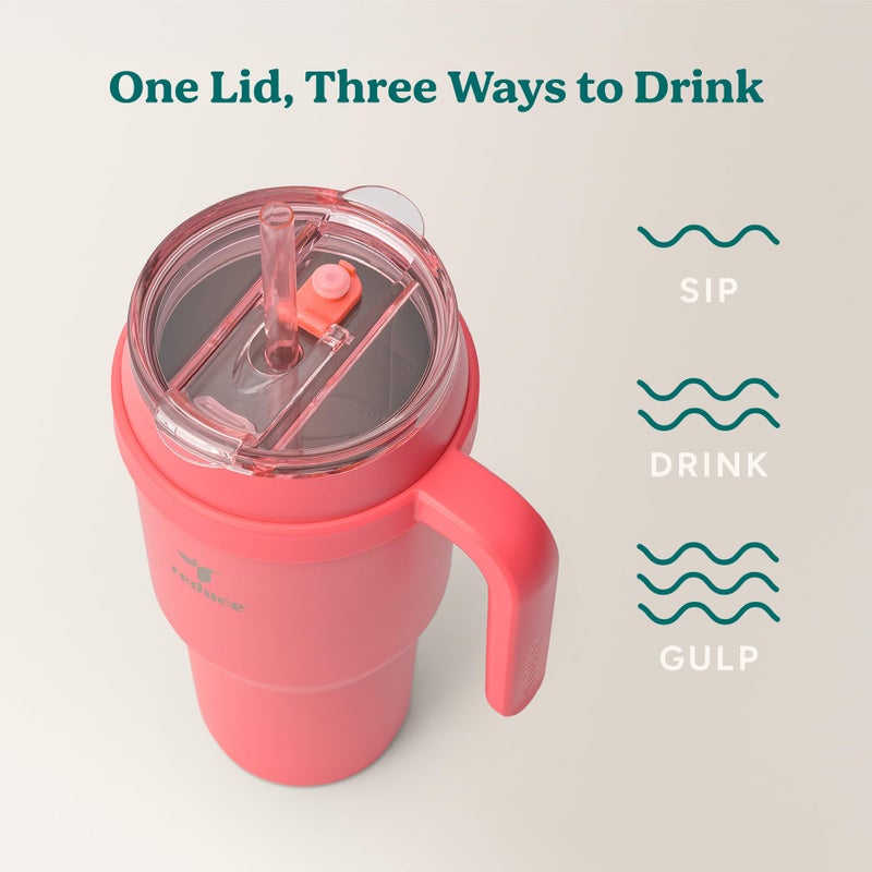 REDUCE 40 oz Stainless Steel Tumbler with Handle - Dual-Wall Vacuum Insulated Travel Mug  Sweat-Proof Lid & Reusable Straw - Keeps Drinks Cold for 24 Hrs  Fits Cupholders  Dishwasher Safe - Daiquiri - Image 4