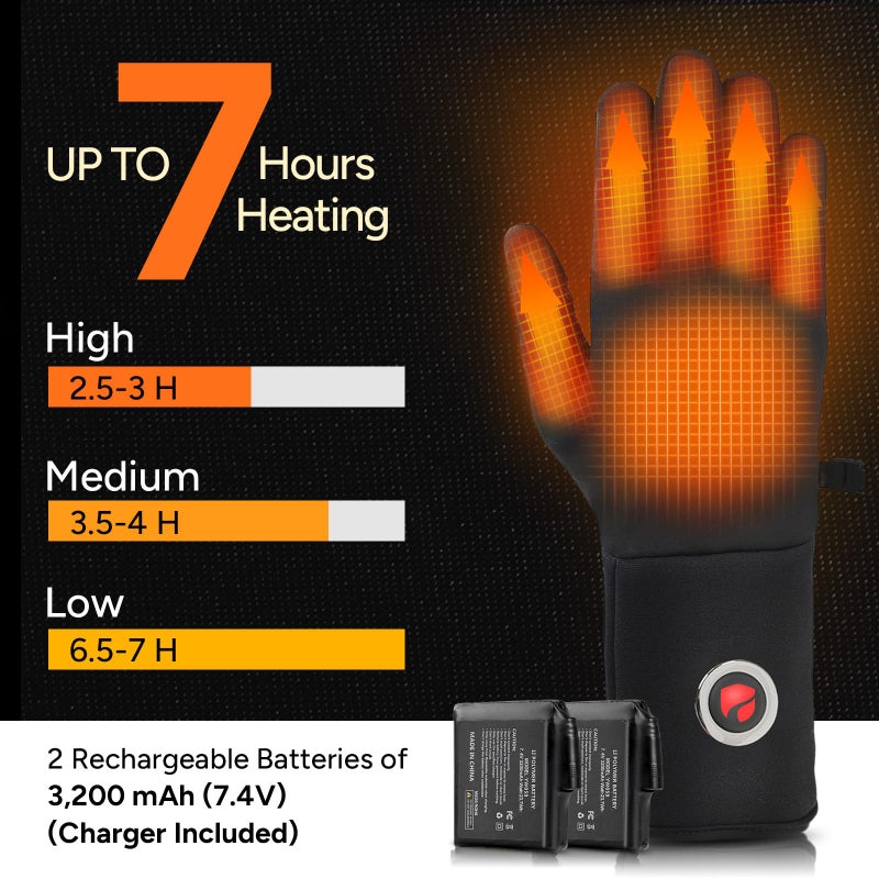 Dr. Prepare DR.PREPARE Heated Gloves for Men Women, 3200mAh Rechargeable Electric Battery, Thin Heated Motorcycle Work Gloves Liners, Touch Screen Gloves Winter Hand Warmer for Hunting Skiing Snowboarding L Size - Image 3