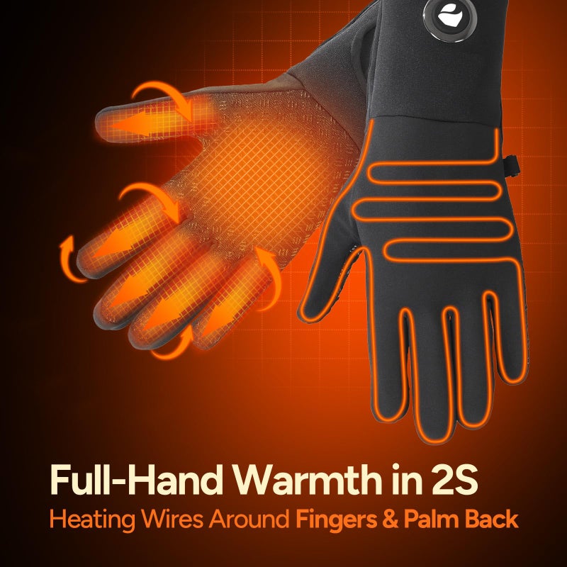 Dr. Prepare DR.PREPARE Heated Gloves for Men Women, 3200mAh Rechargeable Electric Battery, Thin Heated Motorcycle Work Gloves Liners, Touch Screen Gloves Winter Hand Warmer for Hunting Skiing Snowboarding L Size - Image 2