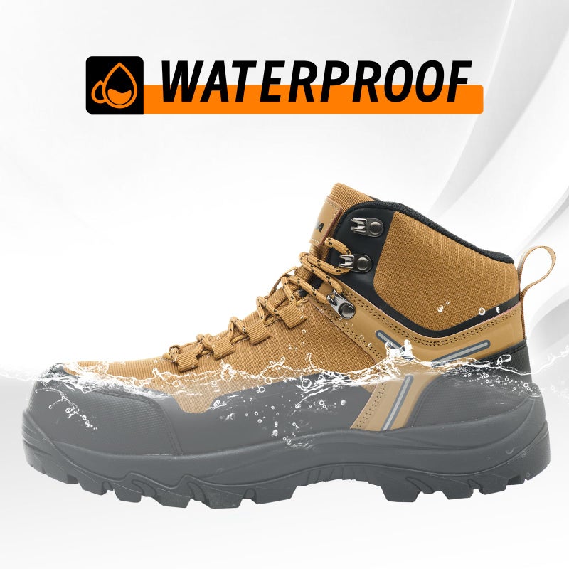 Xyldra Waterproof Steel Toe Boots for Men Wide Width Slip Resistant Work Shoes Lightweight Non Slip Safety Sneakers Construction Composite Toe Working Footwear ï¼ˆyellow 43ï¼‰ - Image 3