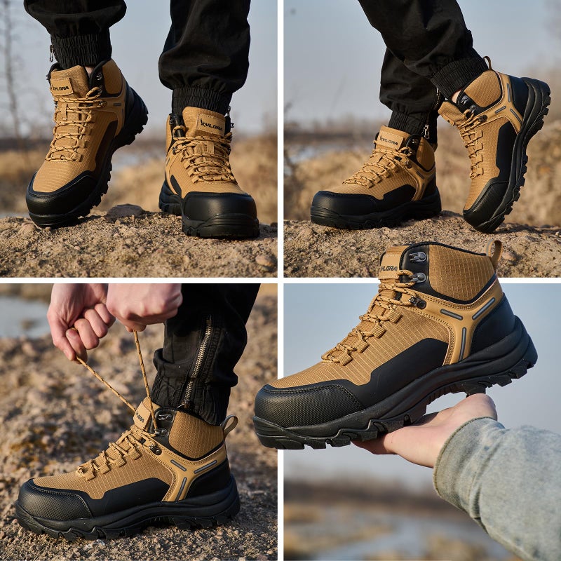 Xyldra Waterproof Steel Toe Boots for Men Wide Width Slip Resistant Work Shoes Lightweight Non Slip Safety Sneakers Construction Composite Toe Working Footwear ï¼ˆyellow 43ï¼‰ - Image 2