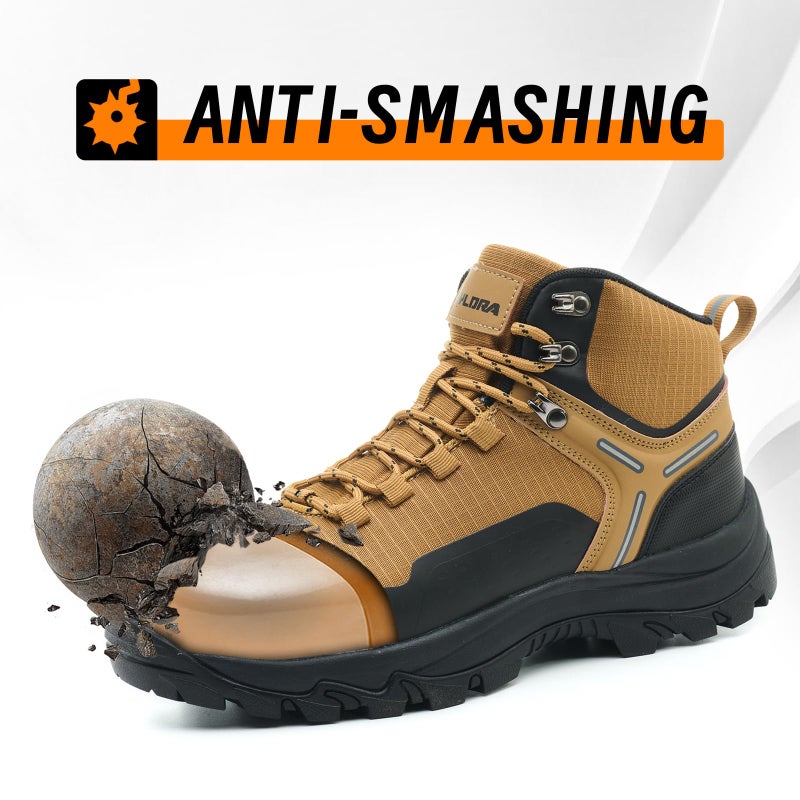 Xyldra Waterproof Steel Toe Boots for Men Wide Width Slip Resistant Work Shoes Lightweight Non Slip Safety Sneakers Construction Composite Toe Working Footwear ï¼ˆyellow 43ï¼‰ - Image 4