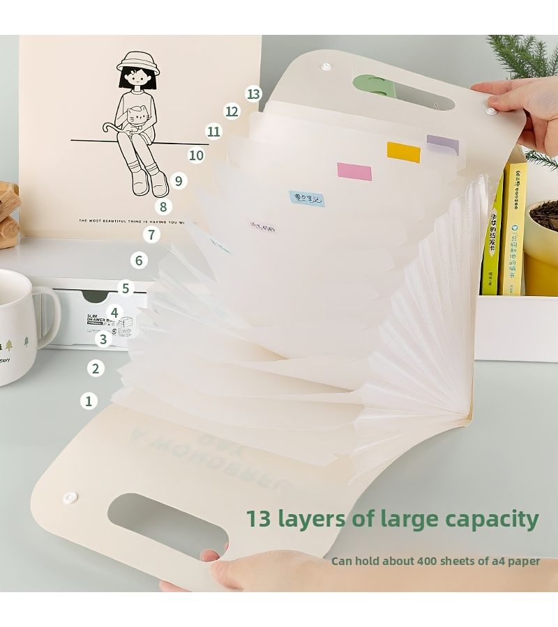 Sunshine Boy 13 Layer A4 Organ Bag Large Capacity Folder For School Season Student Test Paper Storage Multi Layer Finishing Artifact - Image 5