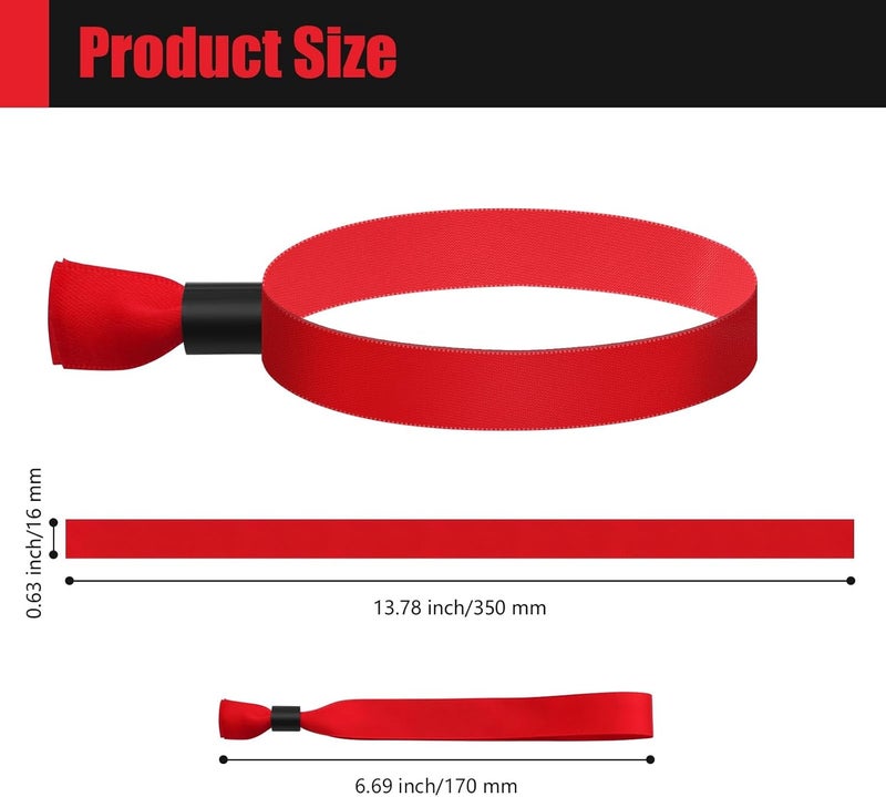Comflora 100 Pcs Cloth Event Wristband, Disposable Wristbands for Events, Colored Wristbands Events,for Lightweight Concert,Club Entrance Wrist Strap Party Wristband Event (Color : Red) - Image 2