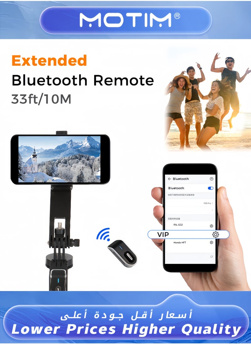 Motim 71-inch Tall Selfie Stick Tripod with Remote Upgraded Aluminum Alloy Quadripod for iPhone/Android/GoPro/Insta360  - Image 3