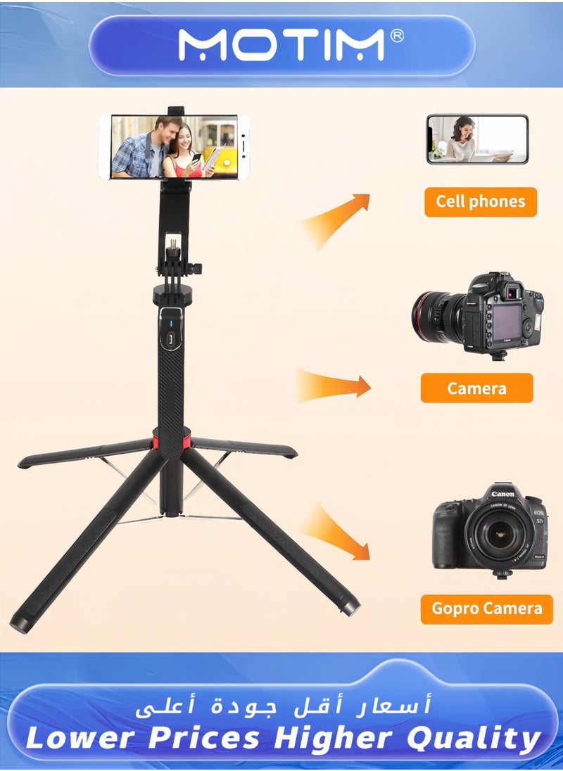 Motim 71-inch Tall Selfie Stick Tripod with Remote Upgraded Aluminum Alloy Quadripod for iPhone/Android/GoPro/Insta360  - Image 5