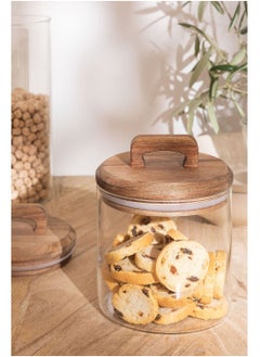 1Chase Borosilicate Glass Food Storage Jar With Acacia Wood Air Tight Lid / Spoon Set Of 3 (800 ML)  - Image 4