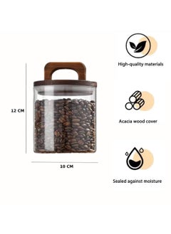 1Chase Borosilicate Glass Food Storage Jar With Acacia Wood Air Tight Lid / Spoon Set Of 3 (800 ML)  - Image 3