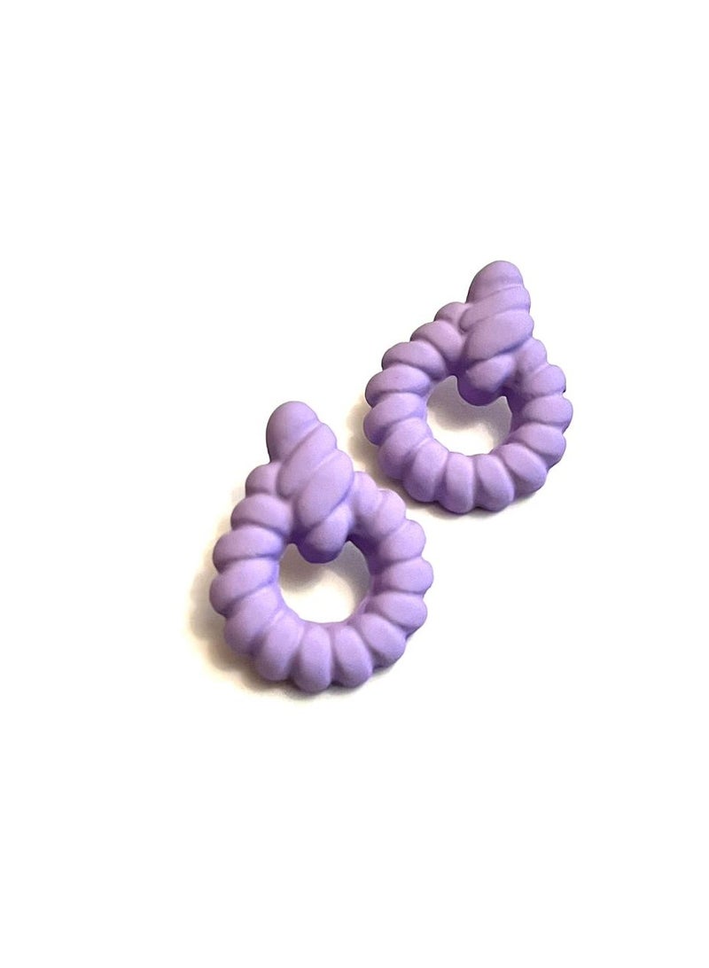 Trio Earrings Purple Tied rope earrings - Image 1