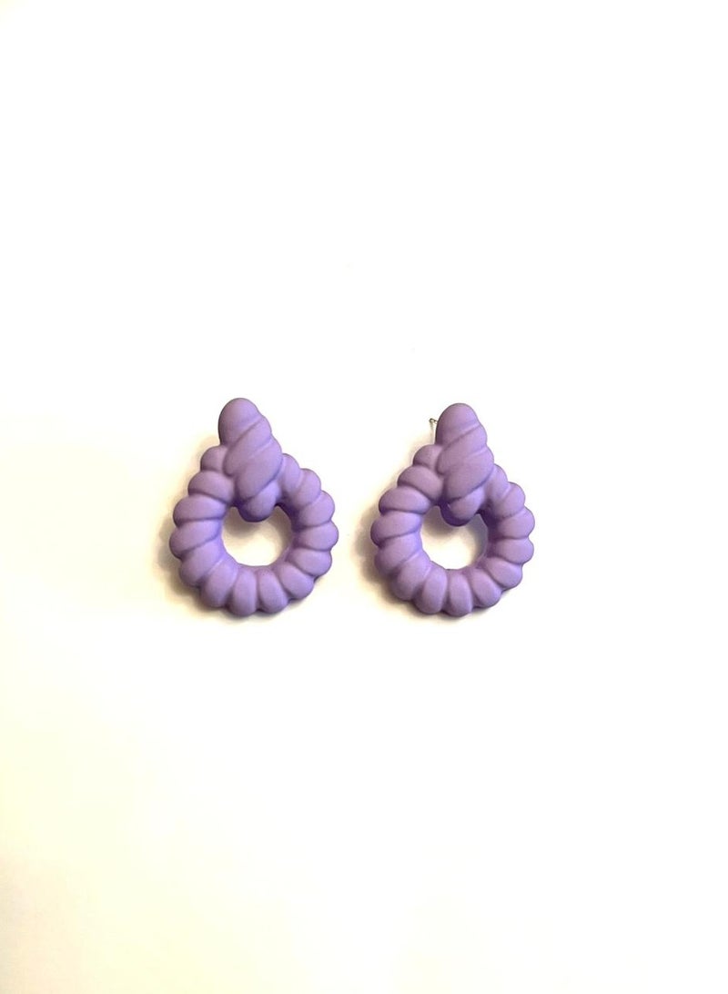 Trio Earrings Purple Tied rope earrings - Image 2