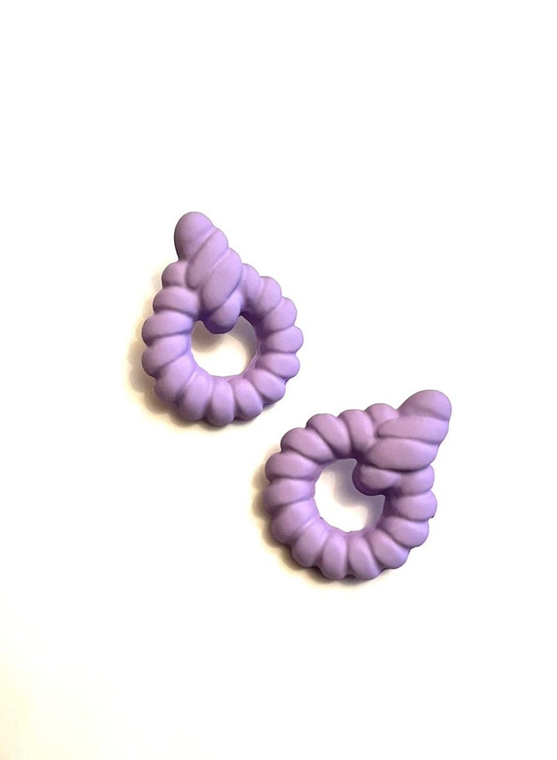 Trio Earrings Purple Tied rope earrings - Image 3