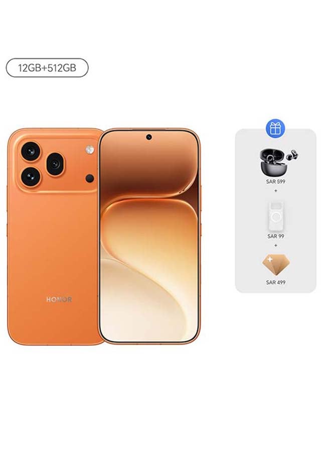 Honor 600 Pro 5G Dual SIM 12GB RAM 512GB Orange With Free Choice Clip + Phone Case - Middle East Version - Image 1