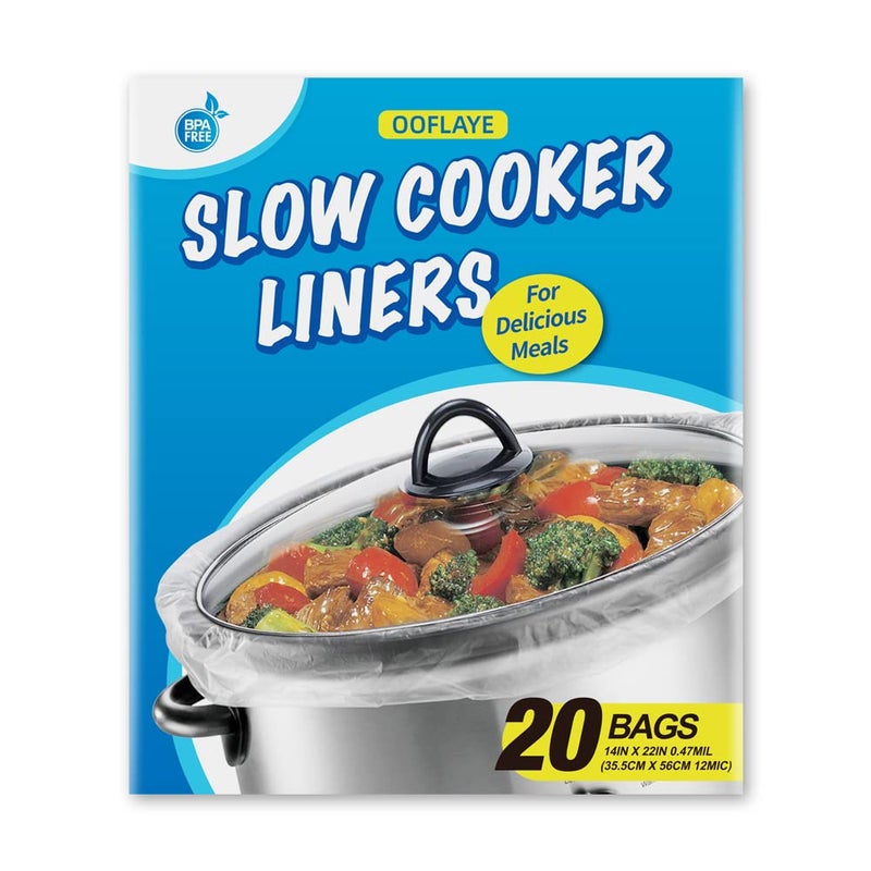 20 Counts Slow Cooker Liners and Cooking Bags Extra Large Size Fits 610QT Pot 14x 22 BPA Free Suitable for Oval Round Pot 1 Pack