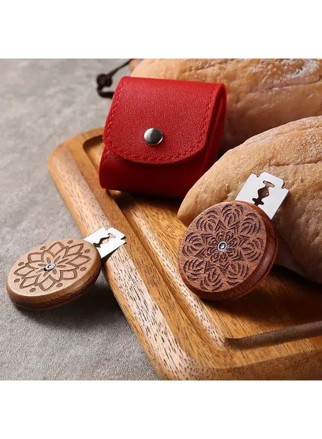 1 Piece Rosewood Bread Lame Set with Replaceable Blades Handheld Artisan Dough Scoring Tool Non Electric Baking Accessory for European Baguette and Bread Making - Image 1