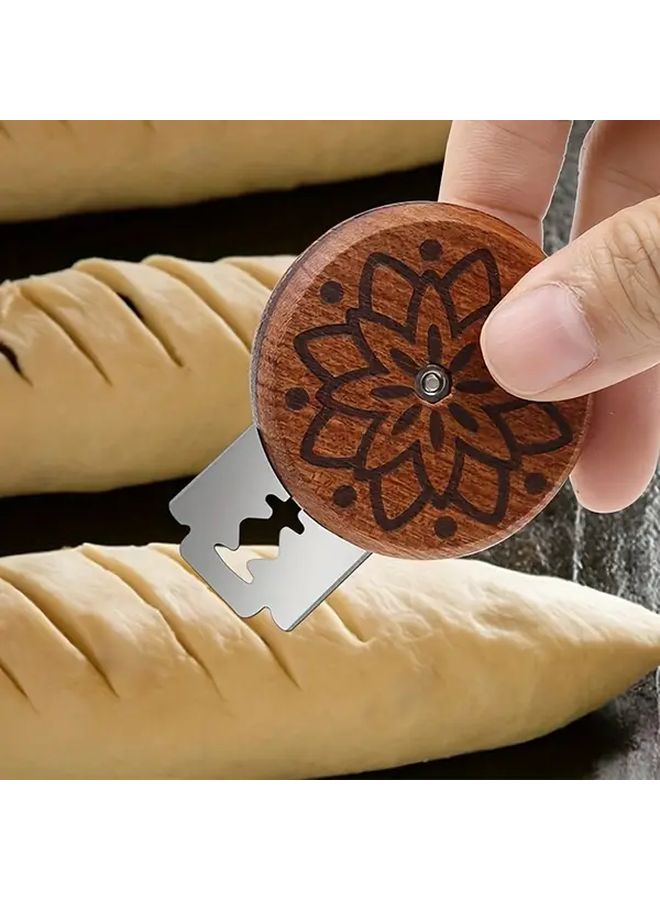1 Piece Rosewood Bread Lame Set with Replaceable Blades Handheld Artisan Dough Scoring Tool Non Electric Baking Accessory for European Baguette and Bread Making - Image 3