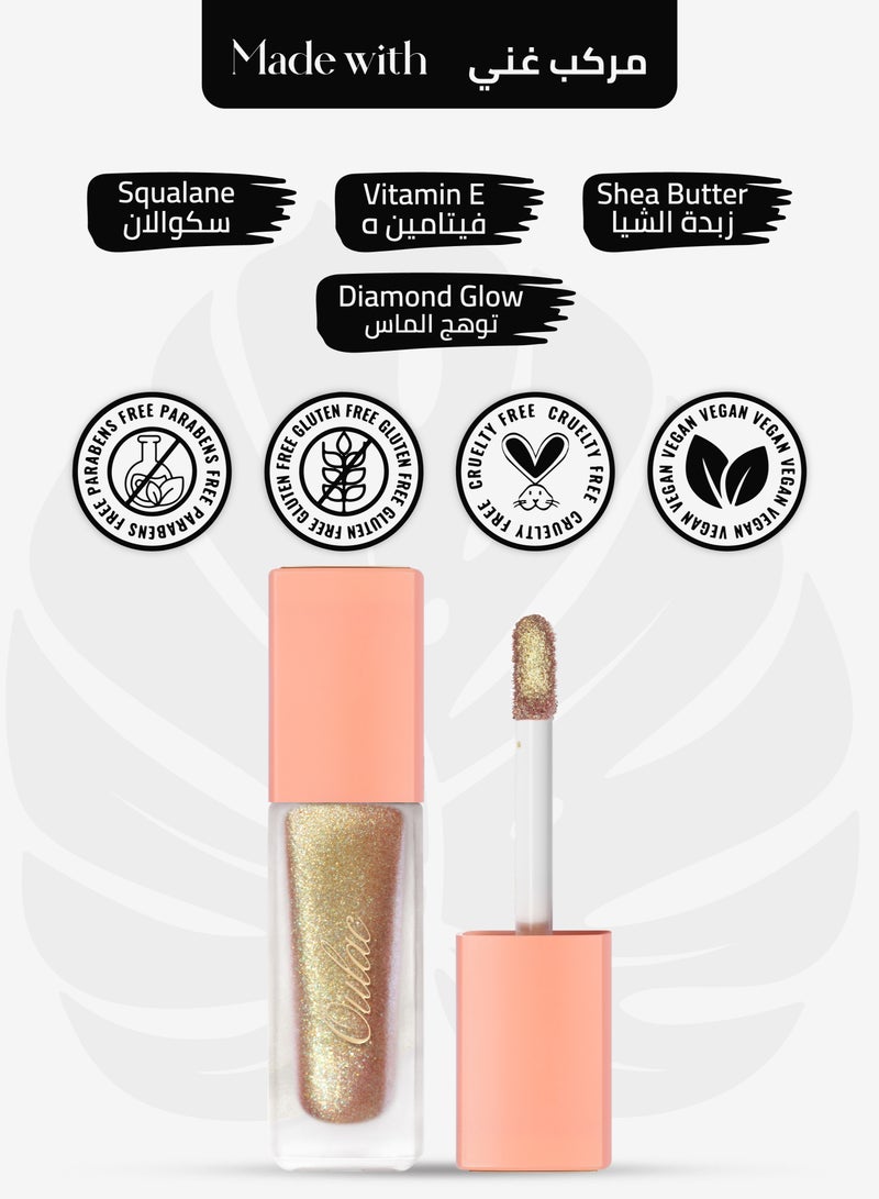 Oulac Liquid Glitter Eyeshadow - Metallic & Shimmer Formula, Intense Sparkle Eyeshadow, Eyeliner & Highlighter, Fine Sparkle & Glow, Blendable, Crease-Resistant, Vegan & Cruelty-Free, Long-Lasting, 5.4g - Gold Baby - 21 - Image 3