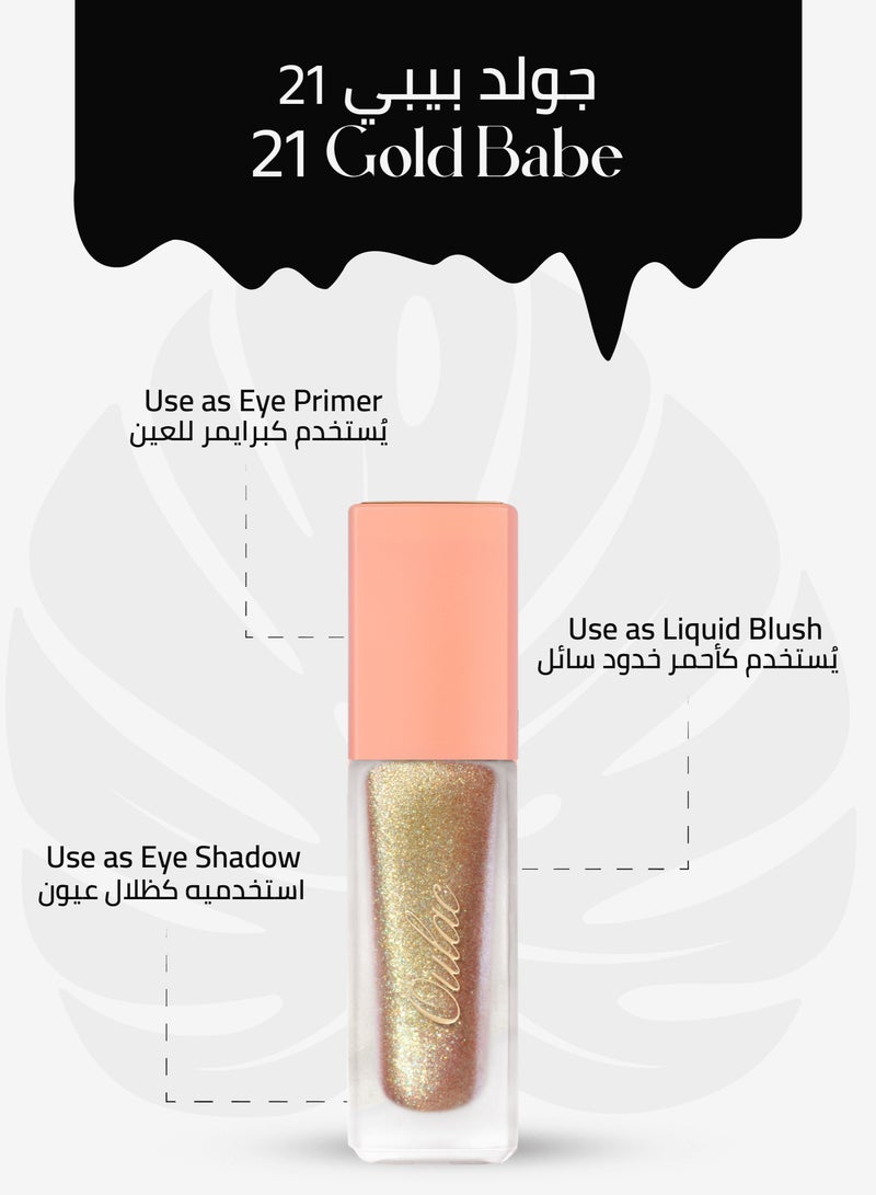 Oulac Liquid Glitter Eyeshadow - Metallic & Shimmer Formula, Intense Sparkle Eyeshadow, Eyeliner & Highlighter, Fine Sparkle & Glow, Blendable, Crease-Resistant, Vegan & Cruelty-Free, Long-Lasting, 5.4g - Gold Baby - 21 - Image 4