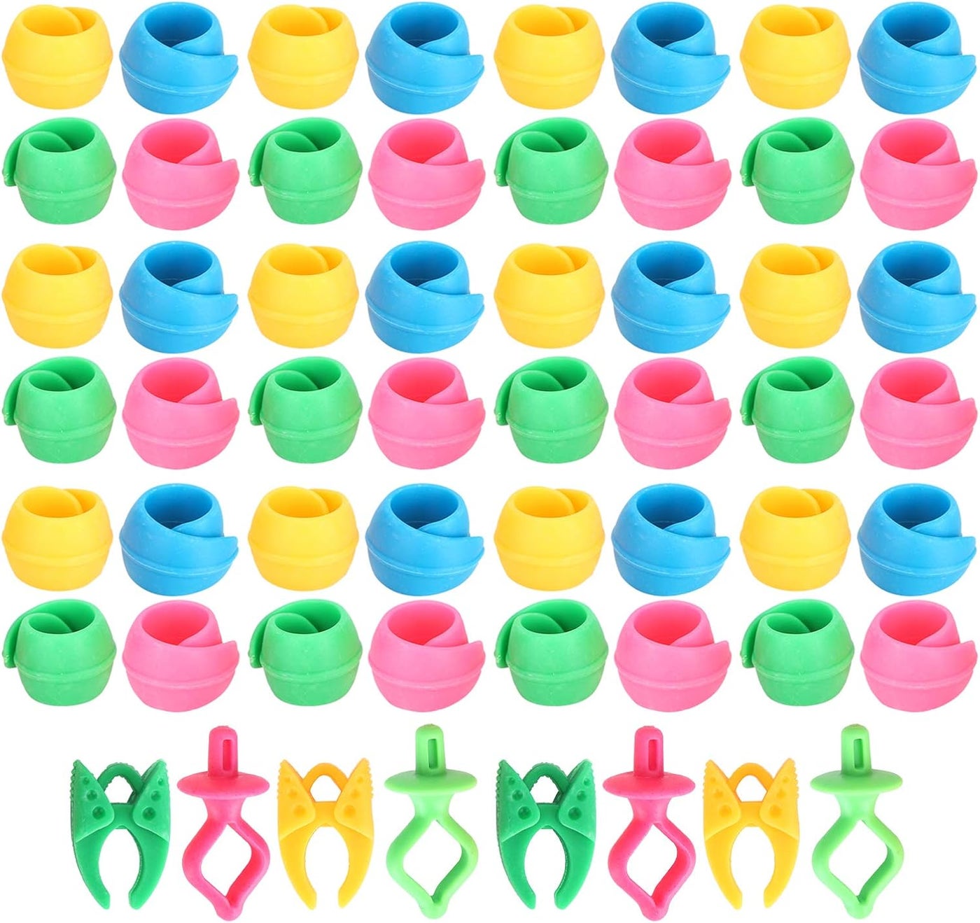 56Pcs Bobbin Thread Buddies Silicone Holder Clips, Spool Huggers for Sewing Machine, Reusable Thread Organizers with Clamps and Pacifiers for Embroidery Bobbins