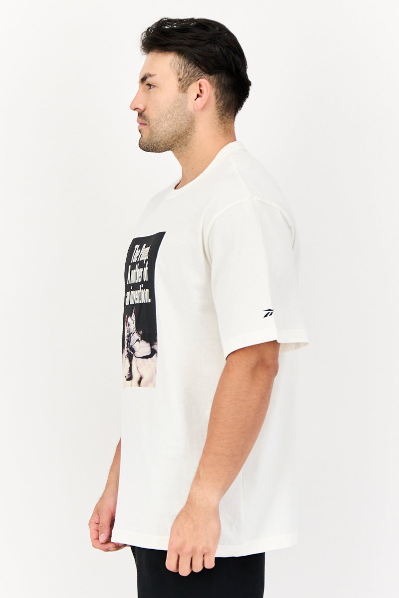 Reebok Men Sportswear Fit Short Sleeve Outdoor T-Shirt, Off White - Image 4