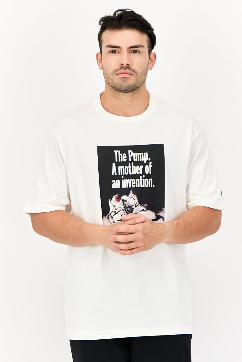 Reebok Men Sportswear Fit Short Sleeve Outdoor T-Shirt, Off White - Image 1