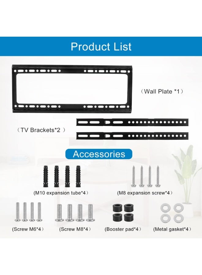 أزتك حامل تلفزيون ثابت على الحائط يناسب شاشات LED وLCD وOLED مقاس 23-70 بوصة، ويتحمل حتى 45 كجم، وبحد أقصى VESA 400x400 (أسود) | AZT-04FL - Image 2