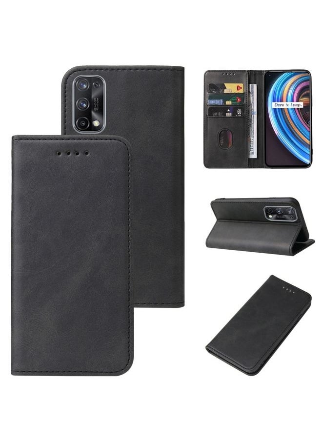 HuHa Case Cover For Realme X7 / Q2 Pro Magnetic Closure Leather Phone Case Black 
