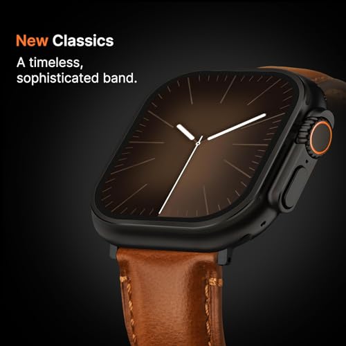 Fullmosa Leather Band Compatible with Apple Watch Bands 49mm 46mm 45mm 44mm 42mm,Top Grain Leather iWatch Straps for Apple Watch Ultra SE Series 11 10 9 8 7 6 5 4 3 2 1,Black+Black/Brown+Black - Image 2
