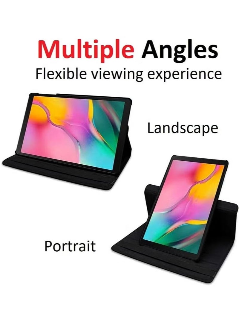 Rotating Case for Samsung Galaxy Tab A7 10.4 (2020/2022) [T500/T505/T507/T509] – [360-Degree Stand] [Auto Sleep/Wake] Folio Leather Smart Tablet Cover (Black)