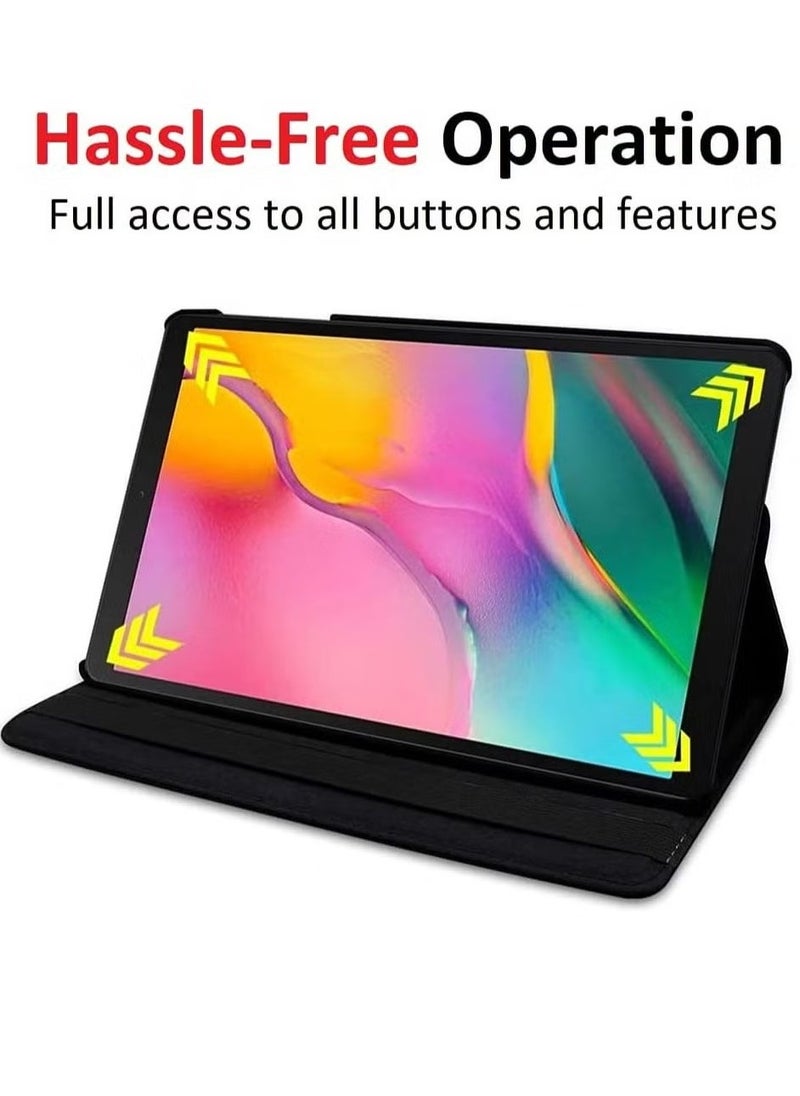 Rotating Case for Samsung Galaxy Tab A7 10.4 (2020/2022) [T500/T505/T507/T509] – [360-Degree Stand] [Auto Sleep/Wake] Folio Leather Smart Tablet Cover (Black)