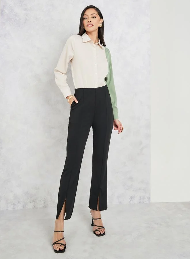 ستايلي Colorblock Button Up Shirt
