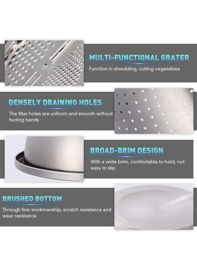 HOMESTAR Graters for Kitchen Handheld Stainless Steel Drain Basket Vegetable Cutter 3 In 1 Kitchen Multipurpose Grater Salad Bowl For Home (Silver) Colanders & Food Strainers - Image 5