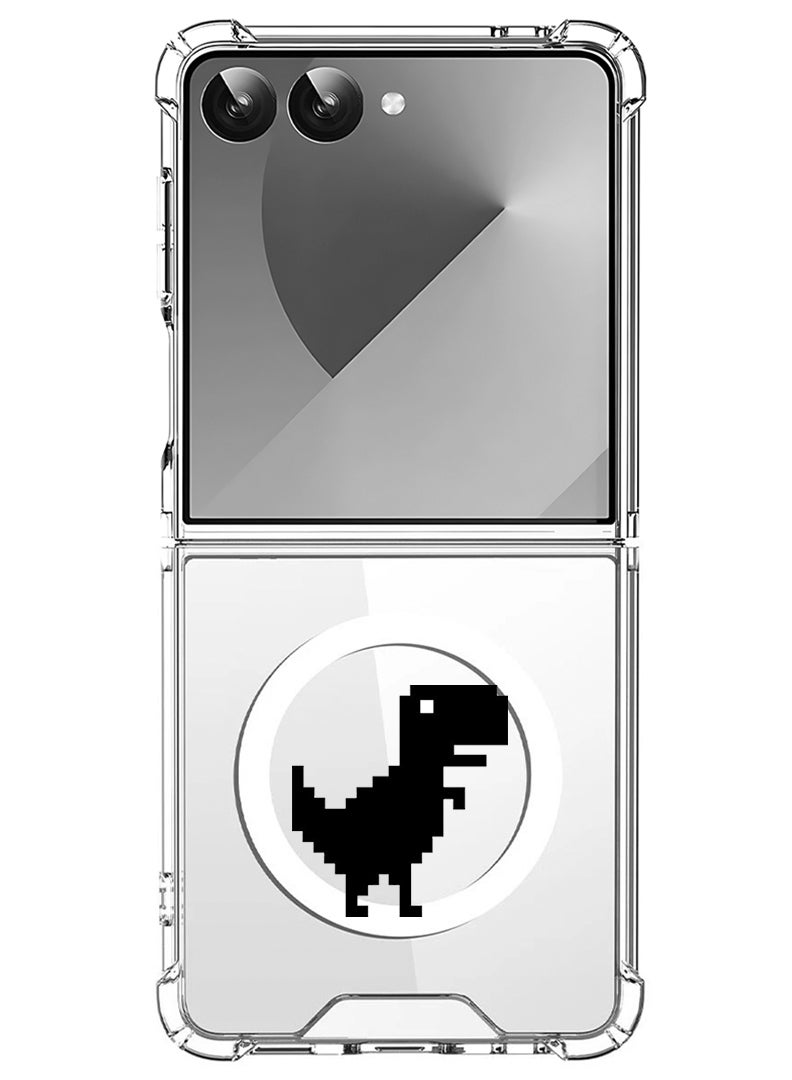 Theodor Magnetic Case for Samsung Galaxy Z Flip 7 Compatible with MagSafe Wireless Charging, Shockproof Phone Bumper Cover Offline Dino - Image 1
