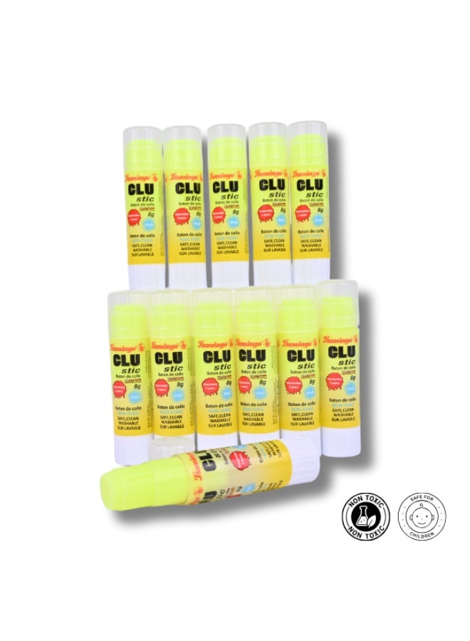 Flamingo Glue Stick Set – 12 Pcs, Water-Activated Formula, Vibrant Colors, Smooth Application - Image 1