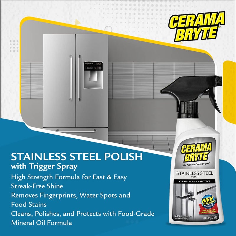 Cerama Bryte Stainless Steel Polish Spray, Streak-Free Shine, Clean and Protect, High Strength Formula. 16 Fl Oz (Pack of 1) - Image 2