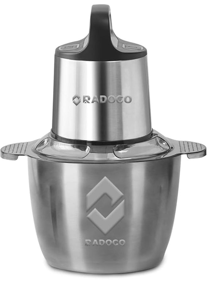 RADOCO 500W 3L full steel Chopper/Mincer XXL Steel Bowl Capacity With Removable six Blade titanium System Helps, Chop/Crush Ice/Grind/Puree Variety Of Ingredients/with Peel the garlic/liquid mixer - Image 1