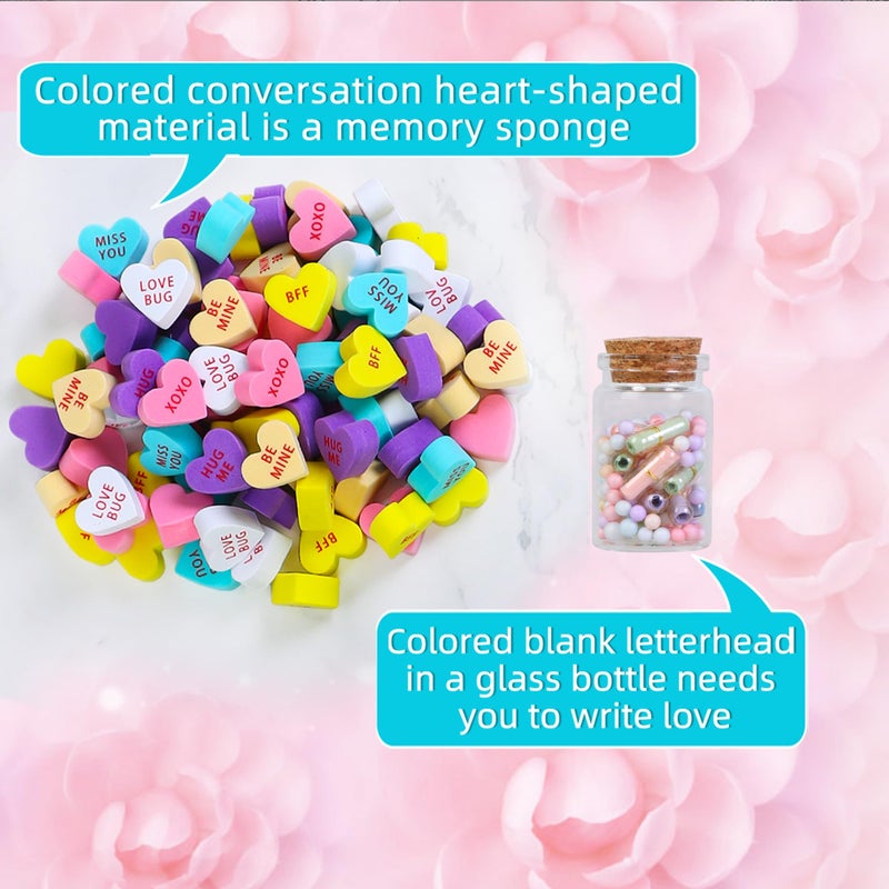 Shitailu Valentine's Day Decorations -210 pcs Conversation Hearts Vase Filler Set - Valentines Heart Decor - Sweet Floral Arrangement Home Decoration Centerpieces for Tables or Mantel, NO VASE - Image 5
