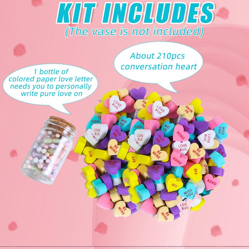 Shitailu Valentine's Day Decorations -210 pcs Conversation Hearts Vase Filler Set - Valentines Heart Decor - Sweet Floral Arrangement Home Decoration Centerpieces for Tables or Mantel, NO VASE - Image 4