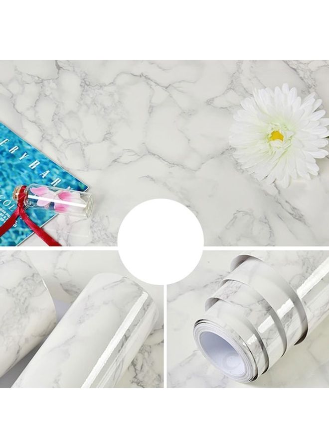 NIBEMINENT Imitation Marble Retro Self-Adhesive Wallpaper White/Grey 60 x 90cm