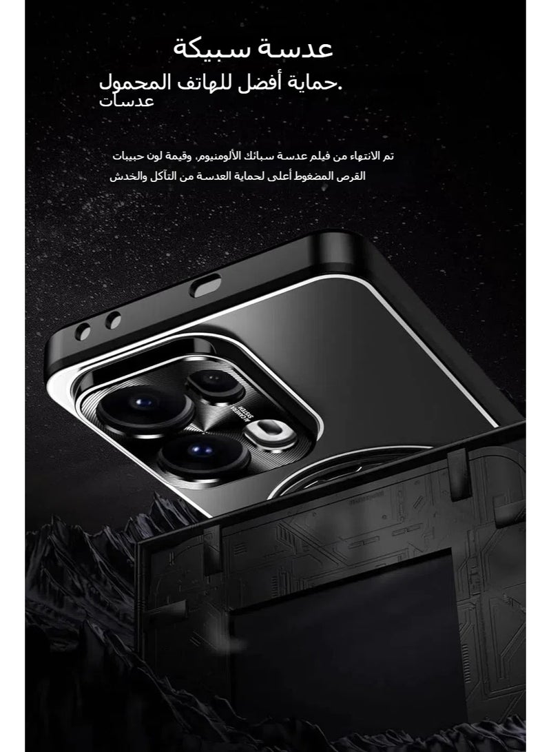 Magnetic case compatible with OPPO Reno 13 Pro with 360° rotating stand and lens protector, compatible with Mag-Safe, PC alloy shock and drop protective case - Image 2