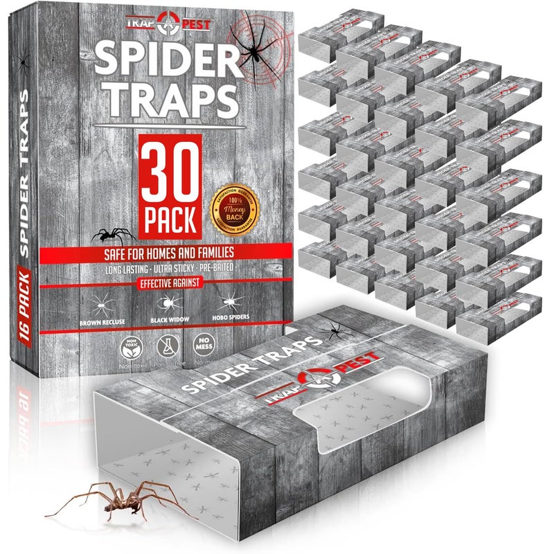 TRAP A PEST مصائد العناكب داخل منزلك (30 مصيدة) - مصائد العناكب الداخلية - مصائد العناكب اللاصقة - مصائد لاصقة للعناكب - مصائد لاصقة فائقة اللصق مسبقة التحضير - Image 1